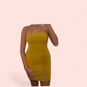 Fashion Nova Strapless Yellow Dress
